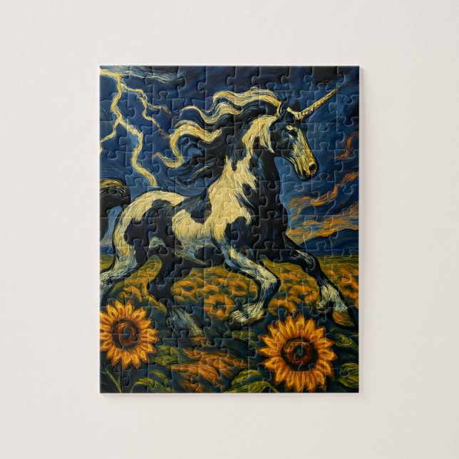 The pinto unicorn in a storm jigsaw puzzle (Vertical)