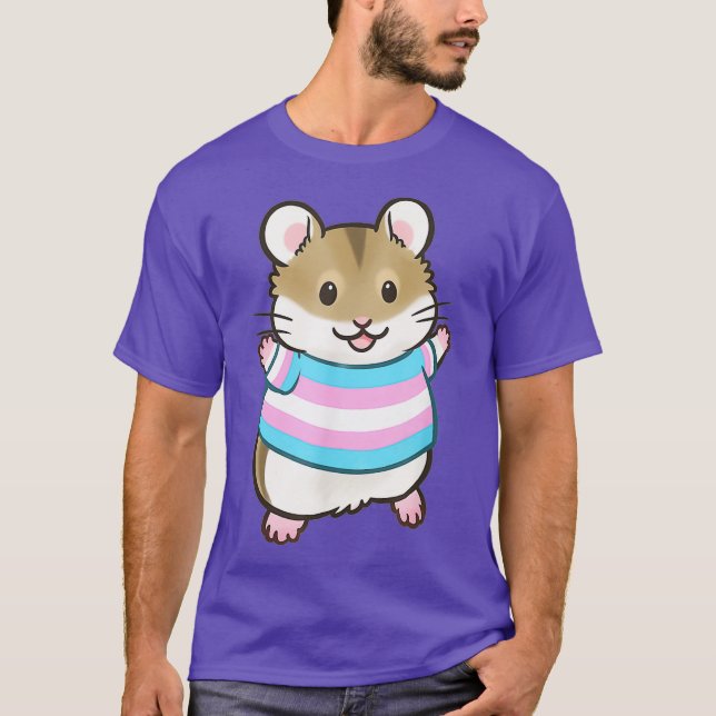 The Pipsqueakery Trans Pride Flag Hamster T-Shirt (Front)
