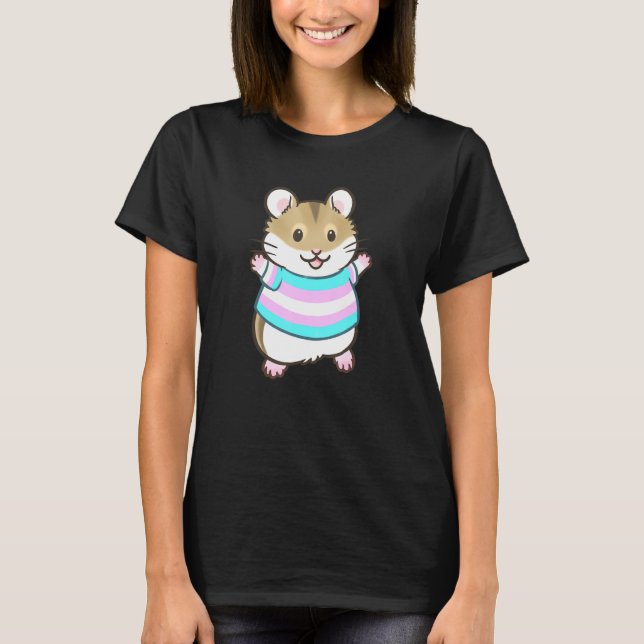 The Pipsqueakery Trans Pride Flag Hamster T-Shirt (Front)