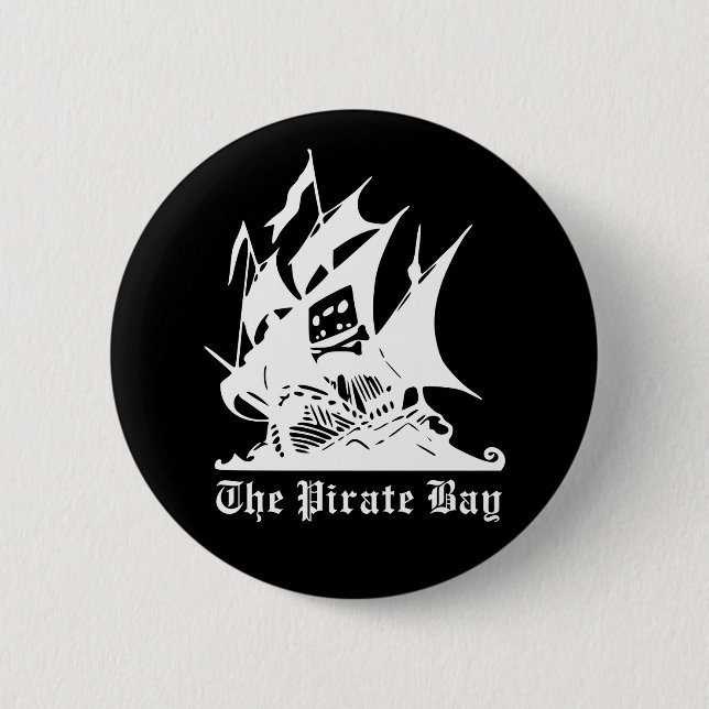 the pirate bay pirate ship logo 6 cm round badge (Front)
