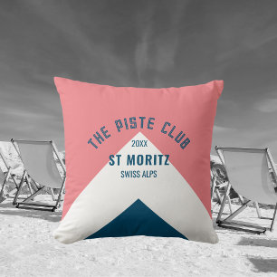 The Piste Club Pink Blue Custom Winter Ski Cushion