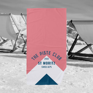 The Piste Club Pink Blue Peak Custom Winter Ski Beach Towel