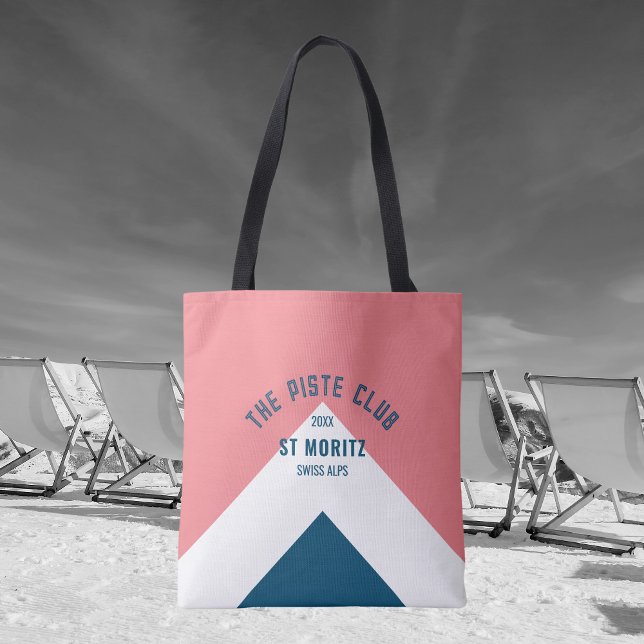 The Piste Club Pink White Blue Peak Custom Ski Tote Bag (Creator Uploaded)