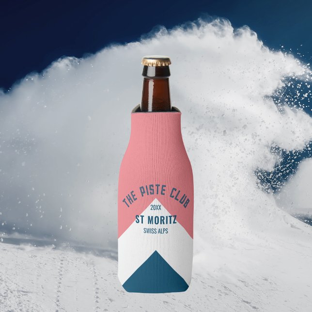 The Piste Club Pink White Blue Peak Winter Ski Bottle Cooler (Creator Uploaded)