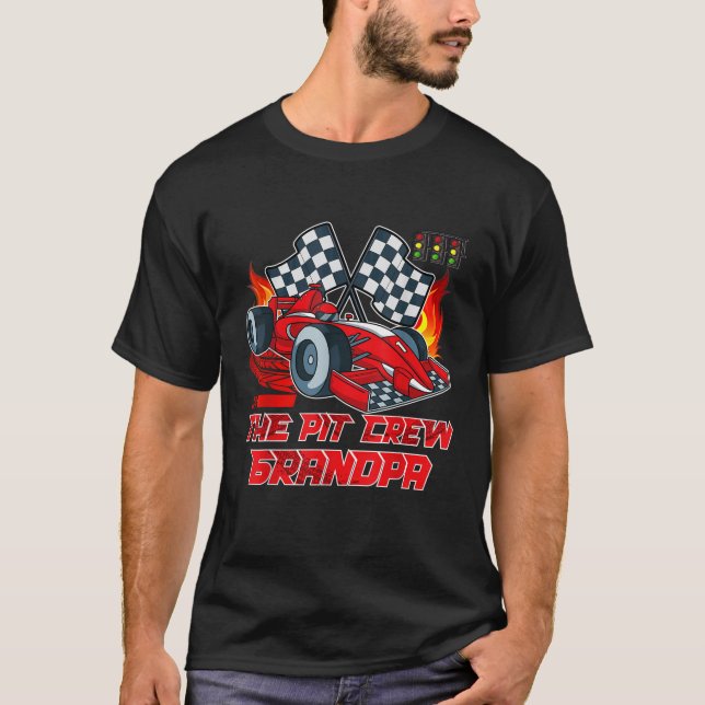 The Pit Crew Grandpa Race Car Birthday Party Famil T-Shirt (Front)