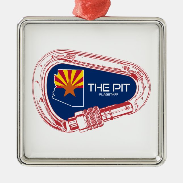 The Pit Flagstaff Arizona Climbing Carabiner Metal Ornament (Front)