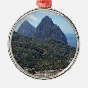 The Pitons and Soufriere Metal Tree Decoration