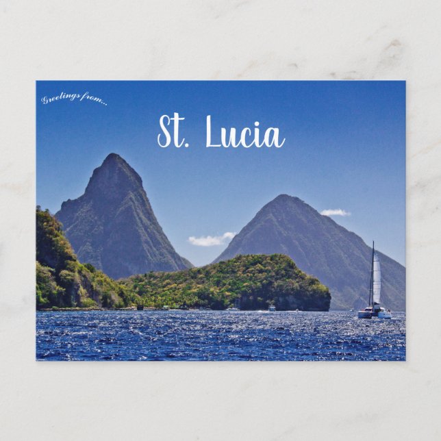 The Pitons in St Lucia Postcard (Front)