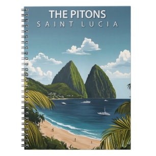 The Pitons Saint Lucia Caribbean Vintage Travel Notebook