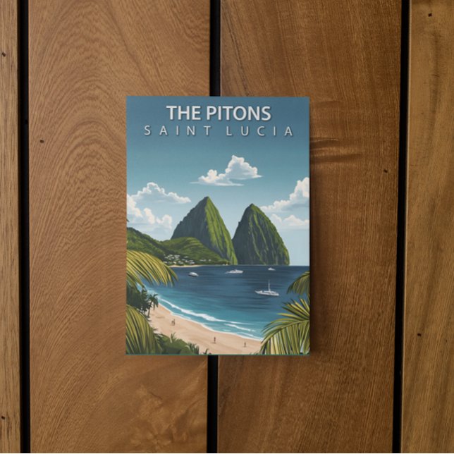 The Pitons Saint Lucia Caribbean Vintage Travel Postcard (The Pitons Saint Lucia Caribbean Vintage Travel Postcard)
