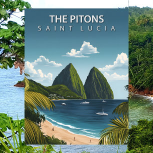 The Pitons Saint Lucia Iconic Twin Volcanic Peaks Postcard