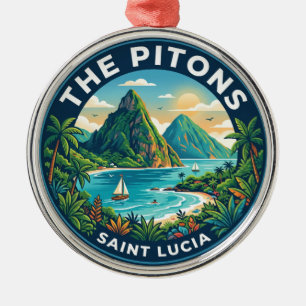 The Pitons Saint Lucia Metal Ornament