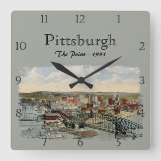 The Pittsburgh Point 1931 Custom Square Wall Clock