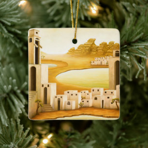 "The Place" - Middle East desert city painting Ceramic Ornament