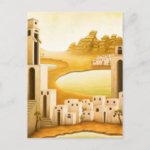 "The Place" - Middle East / Orient Desert Painting Postcard