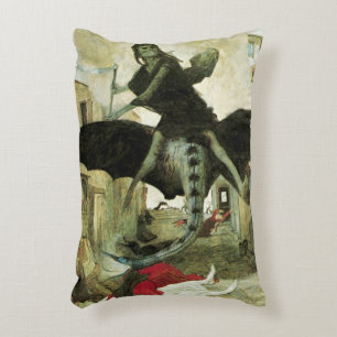 The Plague by Arnold Bocklin, Vintage Symbolism Decorative Cushion