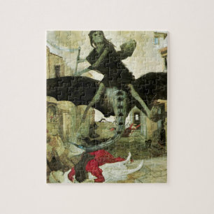 The Plague by Arnold Bocklin, Vintage Symbolism Jigsaw Puzzle