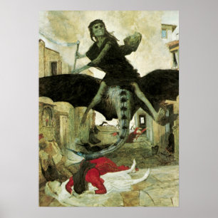The Plague by Arnold Bocklin, Vintage Symbolism Poster