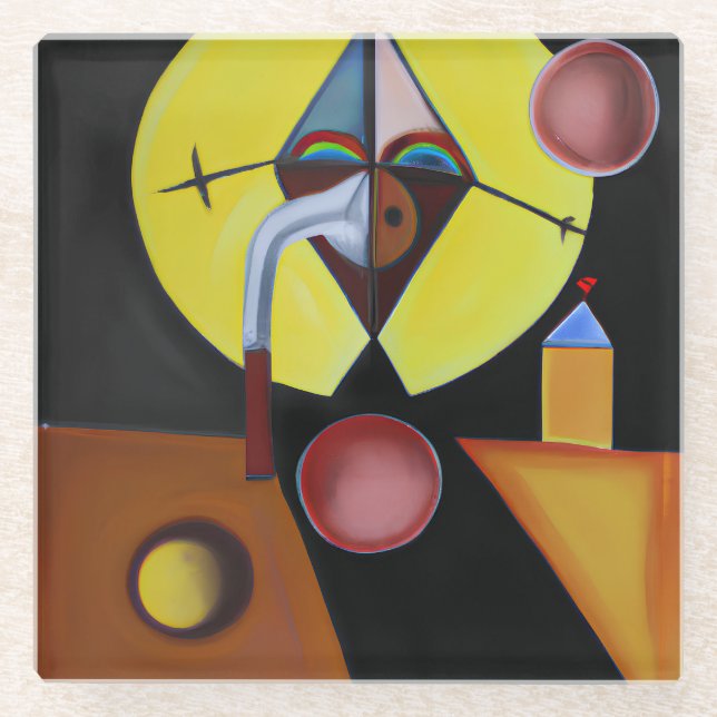 The Plague Doctor - Oil Painting Glass Coaster (Front)