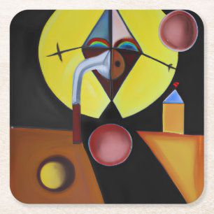 The Plague Doctor - Oil Painting Square Paper Coaster