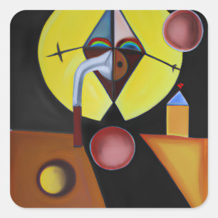 The Plague Doctor - Oil Painting Square Sticker