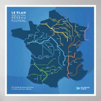 The plan of the French river system Poster