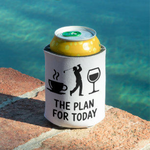 The Plane For Today Funny Golf Wine Coffee Golfer Can Cooler