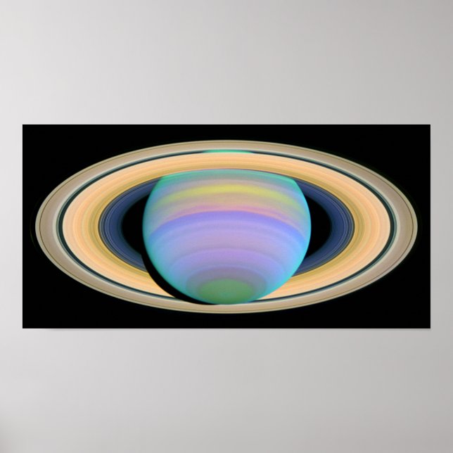 The Planet Saturn In Ultraviolet Poster (Front)