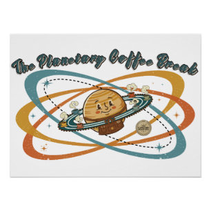 The Planetary Coffee Break Retro Space Design Poster