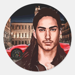 the player handsome guy night life abstract art classic round sticker