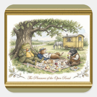 The Pleasures of the Open Road Wind in the Willows Square Sticker