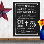 The Pledge of Allegiance Farmhouse Chalkboard  Faux Canvas Print<br><div class="desc">Whether you're a history enthusiast, a proud American, or simply someone who appreciates vintage aesthetics, this black and white chalkboard-style wall art with its vintage depiction of the Pledge of Allegiance is sure to make a statement. Add a touch of nostalgia and patriotism to your space with this captivating piece....</div>