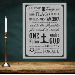 The Pledge of Allegiance Farmhouse Grey and Black  Faux Canvas Print<br><div class="desc">Whether you're a history enthusiast, a proud American, or simply someone who appreciates vintage aesthetics, this grey and black farmhouse style wall art with its vintage depiction of the Pledge of Allegiance is sure to make a statement. Add a touch of nostalgia and patriotism to your space with this captivating...</div>