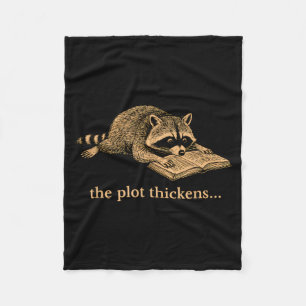 The plot thickens bookish raccoon fleece blanket