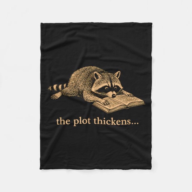 The plot thickens bookish raccoon  fleece blanket (Front)