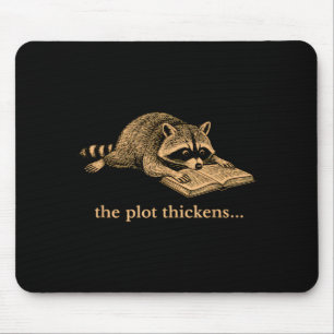 The plot thickens bookish racoon mouse pad