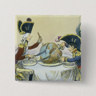 The Plum Pudding in Danger, 1805 15 Cm Square Badge