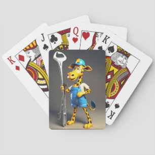 The Plumbing Giraffe– Funny Animal Tradesman Desgn Playing Cards