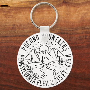 The Poconos Pennsylvania PA Mountain Gift Retro Key Ring