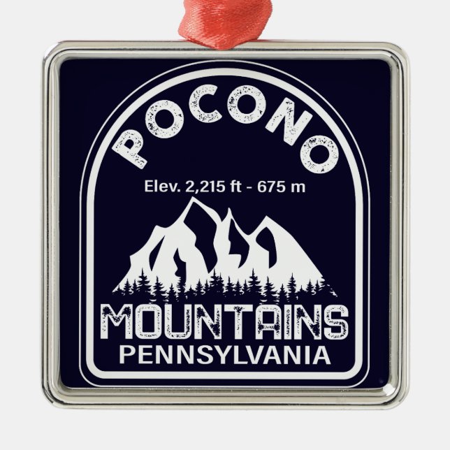 The Poconos Pennsylvania PA Mountain Gift Retro Metal Ornament (Front)