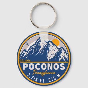 The Poconos Pennsylvania PA Mountain Retro Gift  Key Ring