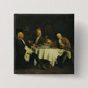 The Poet Alexis Piron at the Table 15 Cm Square Badge