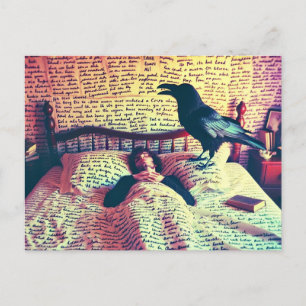 The Poet Sleeps Raven Watches Postcard