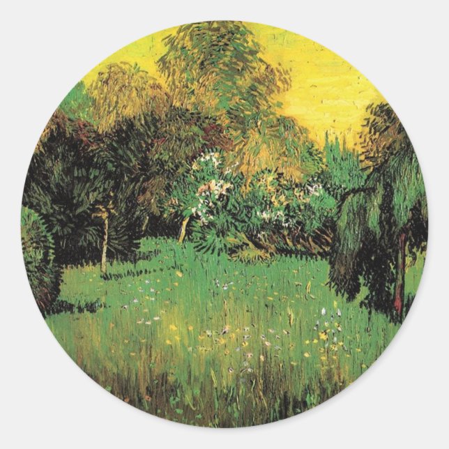The Poet's Garden by Vincent van Gogh. Classic Round Sticker (Front)