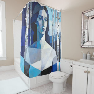 The Poise of “Caelith” – An Abstract Portrait Shower Curtain