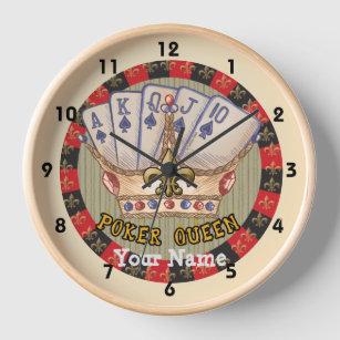 The Poker Queen custom name Clock