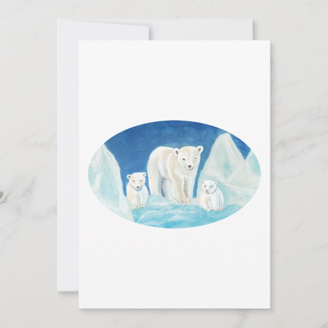 The Polar Bear Mum & Two Cubs Invitation (Front)