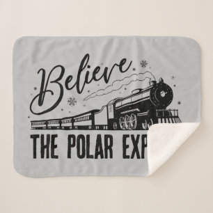 The Polar Express - Believe   Vintage Graphic Sherpa Blanket