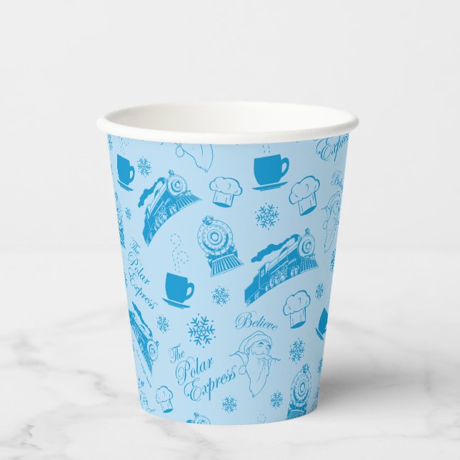 The Polar Express | Blue Holiday Icon Pattern Paper Cups (Front)