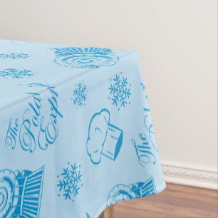 The Polar Express   Blue Holiday Icon Pattern Tablecloth
